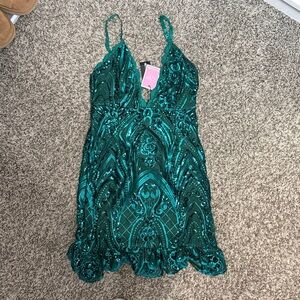 PrettyLittleThing Teal Sequin Dress